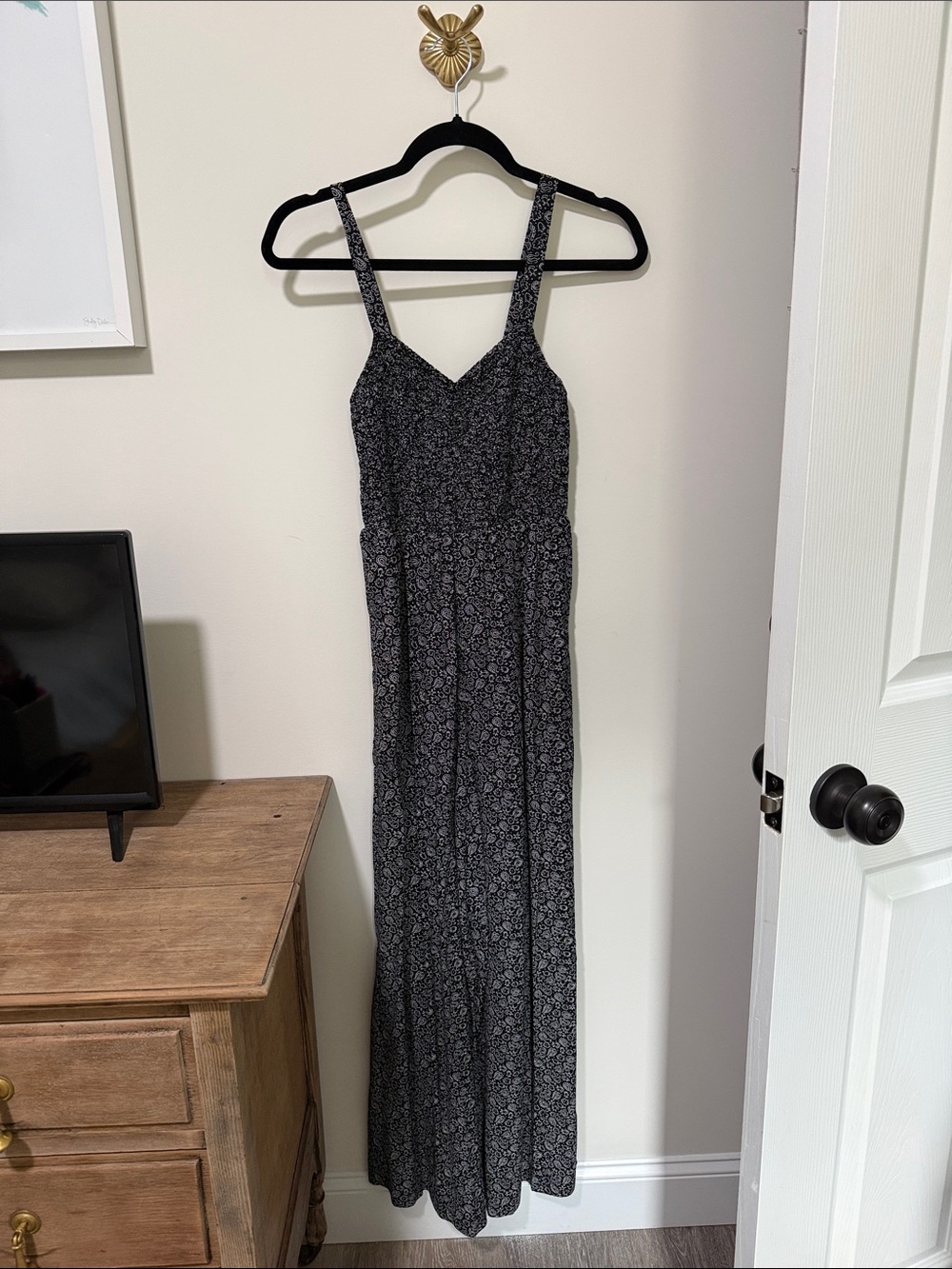 Madewell Black Floral Print Sleeveless Jumpsuit